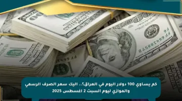كم يسـاوي 100 دولار اليوم في العراق؟.. إليك سعر الصرف الرسمي والموازي ليوم السبت 2 أغسطس 2025